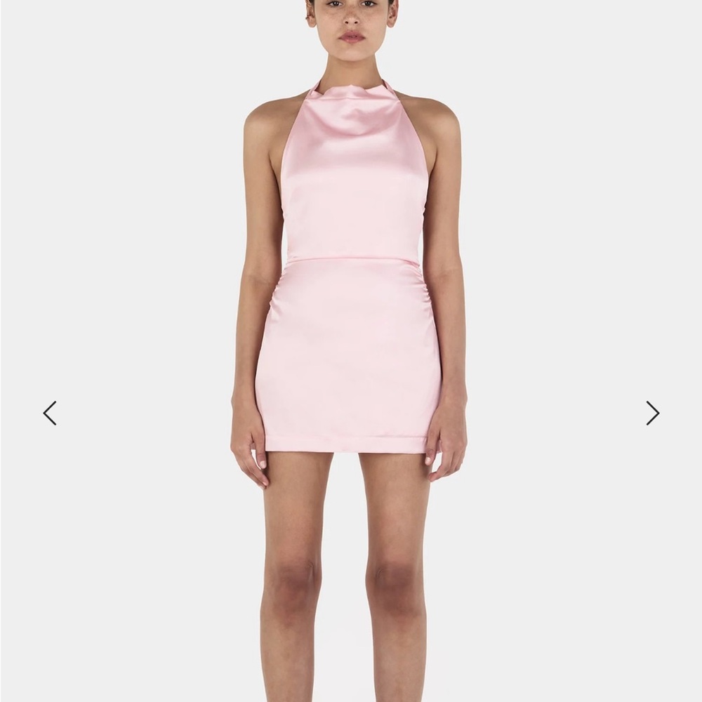 Hansen & Gratel Soft Pink Satin Mini Dress